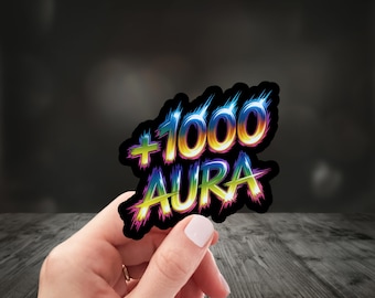 Pegatina de 1000 Aura, pegatina de 1000 puntos Aura, pegatina divertida de la Generación Z, pegatina Y2K, pegatina colorida para portátil, pegatina retro para gamers