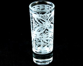 Samoan Flower Shooter Glass - Polynesian Motif Etched Shot Glasses - Cordial - Aperitif - Digestif - Custom Glass Barware