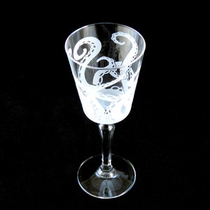 Octopus Tentacle Retro Cocktail Glass Cthulhu Squid Cephalopod Lovecraft Custom Etched Glass Cocktail Stemware image 1