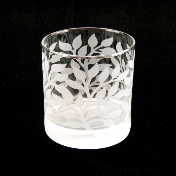 Tree of Life Rocks Glass - Nature Design Glassware - Custom Etched Glass Lowball Tumbler - Unique Glass Barware