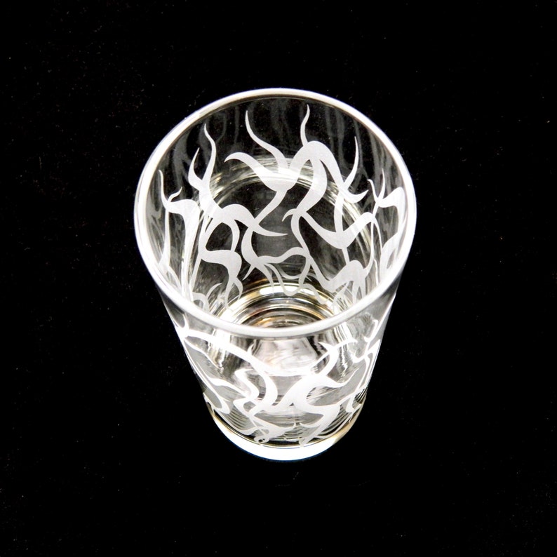 Chaos Weave Highball Tumbler Glass Modern Art Glassware Custom Etched Glass Unique Art Glass Barware image 2