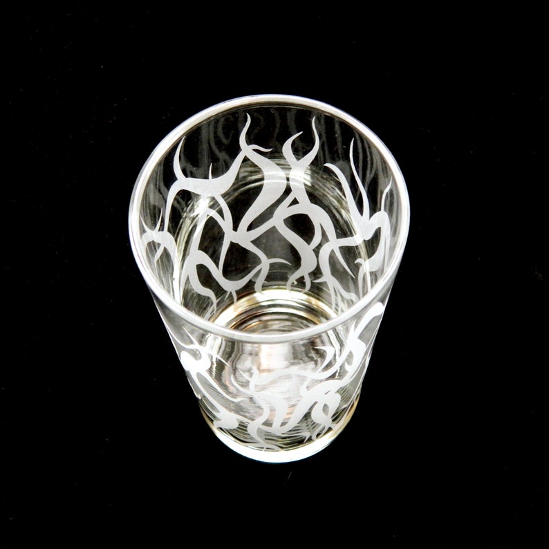 Chaos Weave Highball Tumbler Glass Modern Art Glassware Custom Etched Glass Unique Art Glass Barware image 3