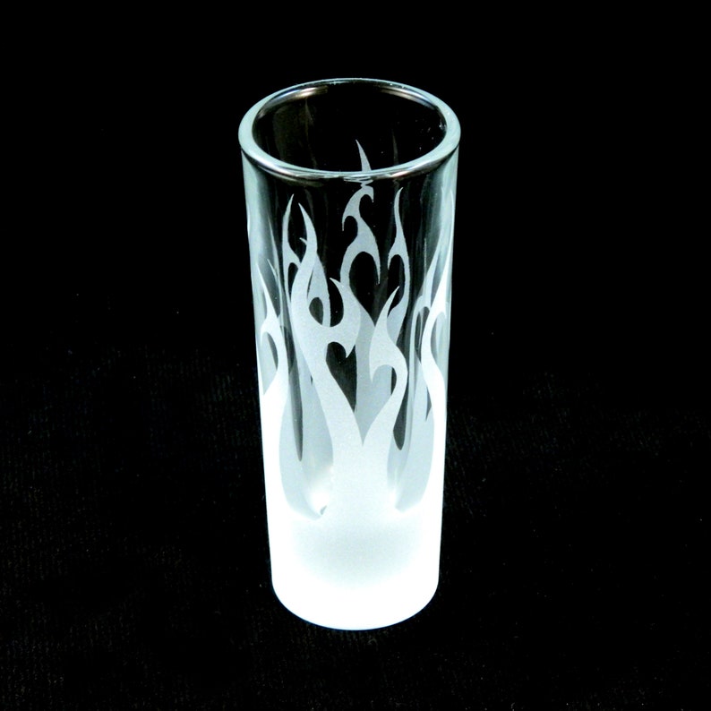 Flaming Hearts Shooter Glass Fire Flames Shot Glasses Cordial Aperitif Digestif Fiery Glassware Custom Etched Glass Barware image 2