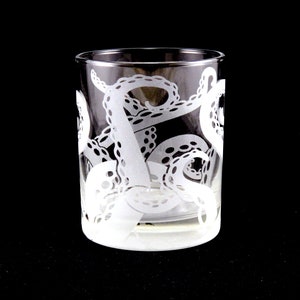 Octopus Rocks Glass Cthulhu Squid Kraken Lovecraft Cephalopod Custom Etched Glass Lowball Tumbler Octopus Tentacle Barware image 4