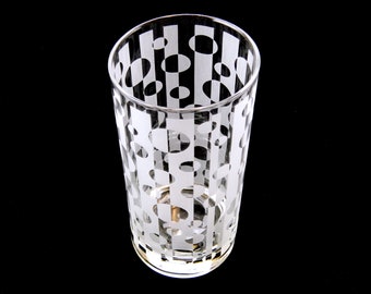 Inverted Ovals Highball Tumbler Glass - Modern Art Glassware - Custom Etched Glass - Unique Art Glass Barware