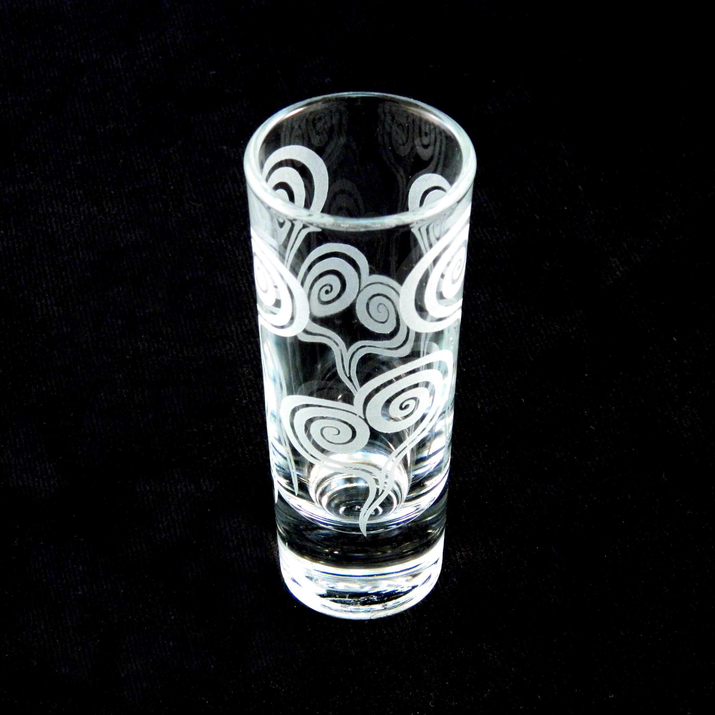 Spiral Hearts Shooter Glass Etched Shot Glasses Cordial Etsy