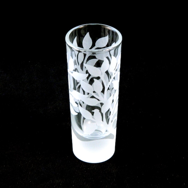 Tree of Life Shooter Glass - Nature Design - Bird on a Tree Branch - Shot Glasses - Cordial - Aperitif - Digestif - Etched Glass Barware