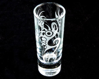 Spiked Arrows Shooter Glass -  Etched Shot Glasses - Cordial - Aperitif - Digestif - Custom Glass Barware