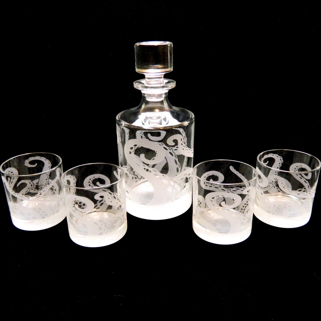 Octopus Tentacles Decanter and 4 Glass Set Cthulhu Etsy