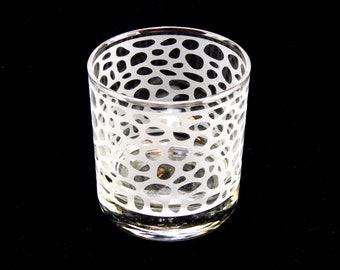 Leopard Print Rocks Glass - Nature Design Glassware - Custom Etched Glass Lowball Tumbler - Unique Glass Barware