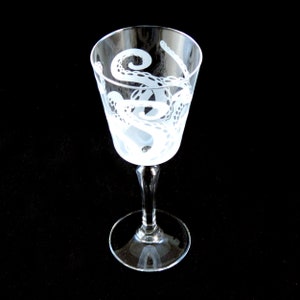 Octopus Tentacle Retro Cocktail Glass Cthulhu Squid Cephalopod Lovecraft Custom Etched Glass Cocktail Stemware image 6