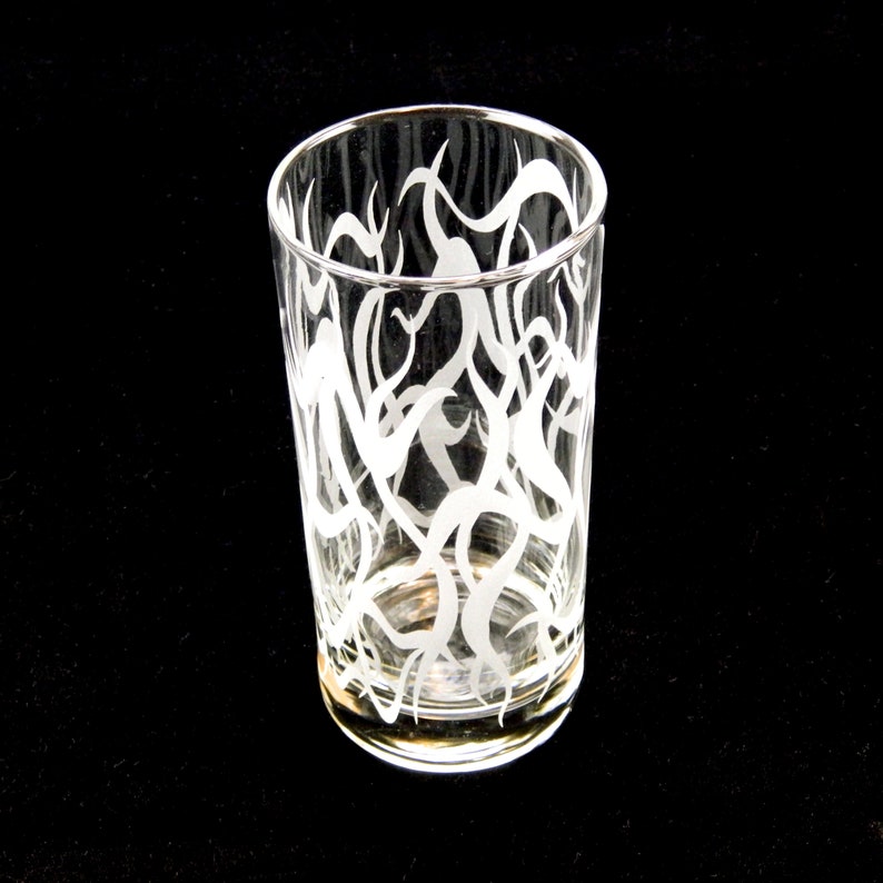 Chaos Weave Highball Tumbler Glass Modern Art Glassware Custom Etched Glass Unique Art Glass Barware image 1