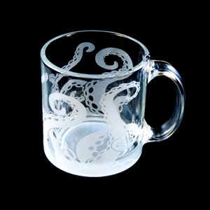 Octopus Coffee Mug Cthulhu Squid Kraken Lovecraft Cephalopod Custom Etched Glassware Tentacles Coffee Mug zdjęcie 3