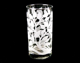 Tree of Life Highball Tumbler Glass - Nature Design Glassware - Custom Etched Glass - Unique Art Glass Barware