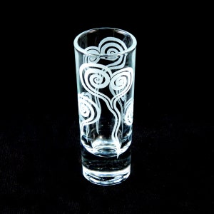 Spiral Hearts Shooter Glass -  Etched Shot Glasses - Cordial - Aperitif - Digestif - Heart Balloons - Custom Glass Barware