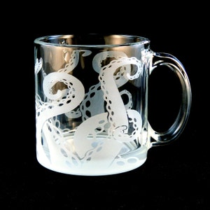 Octopus Coffee Mug Cthulhu Squid Kraken Lovecraft Cephalopod Custom Etched Glassware Tentacles Coffee Mug image 2