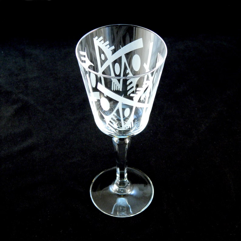 Abstracts Retro Cocktail Glass - Modern Art - Abstract Design - Custom Etched Glass Cocktail Stemware
