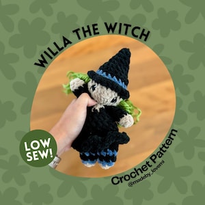 Willa the Witch Crochet PATTERN | LOW SEW Crochet Pattern | Crochet Witch Pattern | Halloween Plushie Pattern