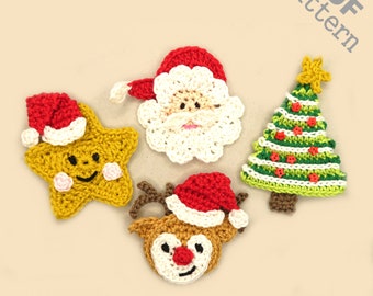 Gehaakt patroon kerstappliqué Kerstman ster boom hert vakantie babydeken decor ornament cadeau