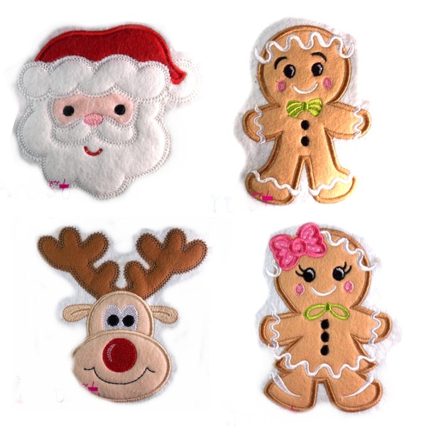 Weinhachstmann Reh Lebkuchen Applikation Santa Christmas Felt Applique -  free color choice Aufnäher parche patch Aufbügel