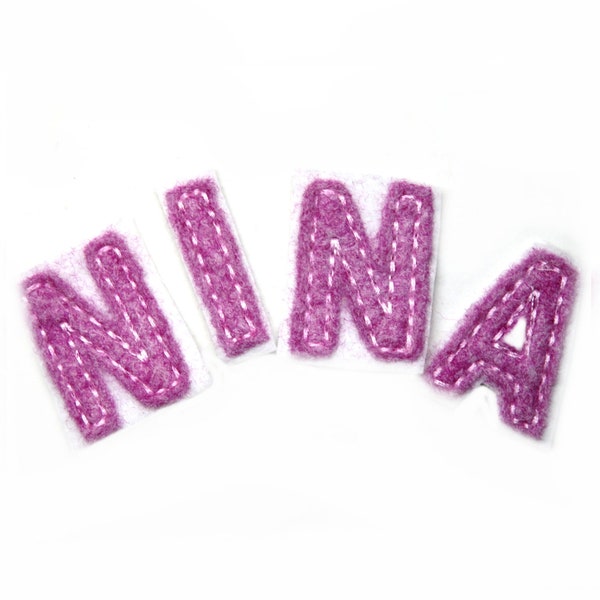 Buchstabe Namensschild gestickt Applikation Aufnäher Bügelbild für Kinder Name Wunschname Farbwahl Aufbügler Monogramm Patch Felt Wunschname