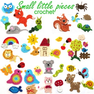 6 ANimals Mix Crochet Applique Customize with free color choice parche  patch sew-on children's fashion clothing embroidery