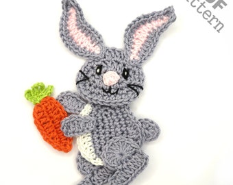 Crochet Pattern - Instant PDF Download - Rabbit Bunny Crochet Applique Pattern applique