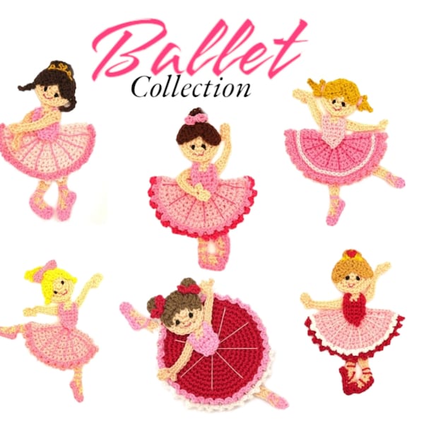 Ballerina Crochet Applique Customize with free color choice parche  patch sew-on children's fashion clothing embroidery