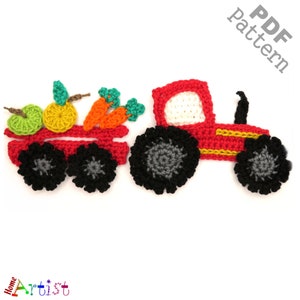 Crochet Pattern Farm Tractor Applique Patch US version Instant PDF Download