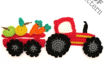 Crochet Pattern - Instant PDF Download - Tractor crochet Applique Pattern applique