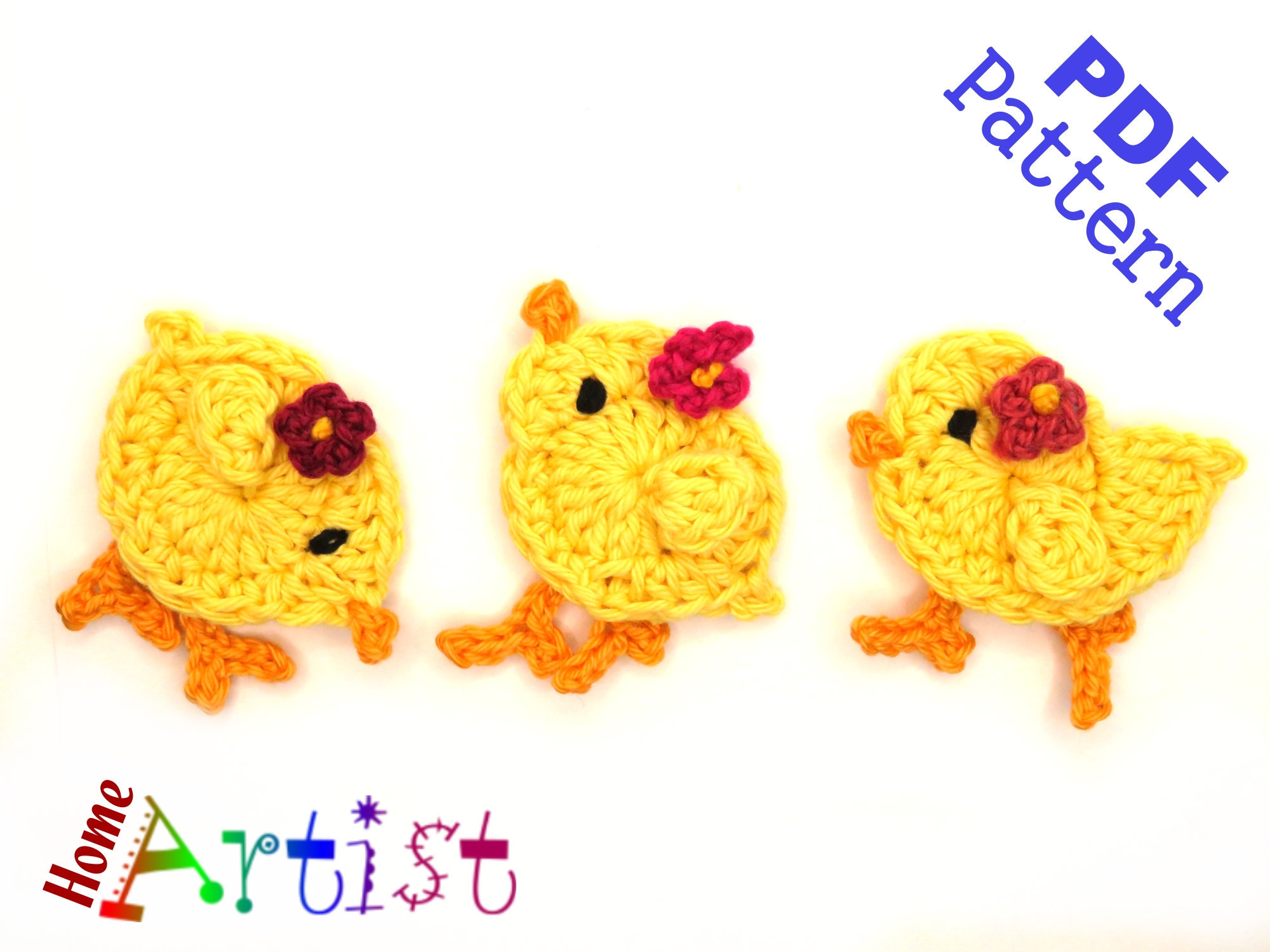 Crochet Pattern Little Chick Set #2 Applique US Version Instant PDF ...