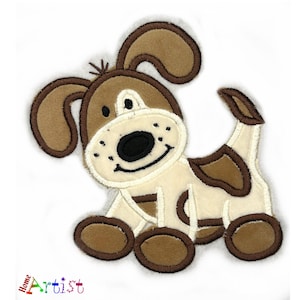 Felt Dog Applique: Plush Embroidered Patch (13x15 cm)