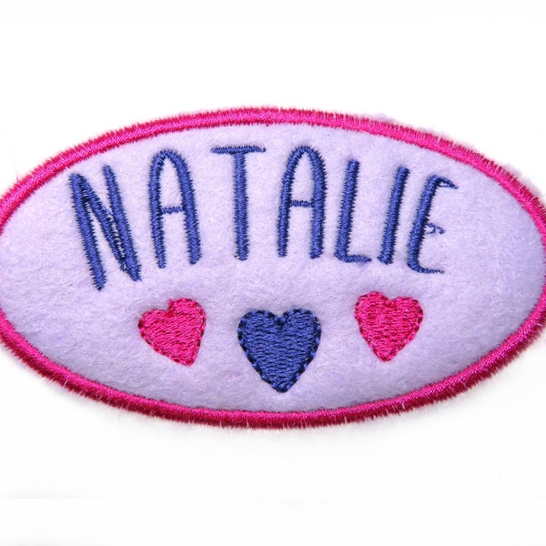 Applikation Wunschname Namensschild gestickt bestickt mit Wunschtext  Felt Applique Name Patch -  free color choice Aufnäher