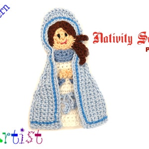 Nativity Scene Christmas Mother Maria Crochet Applique Pattern US version Instant PDF Download