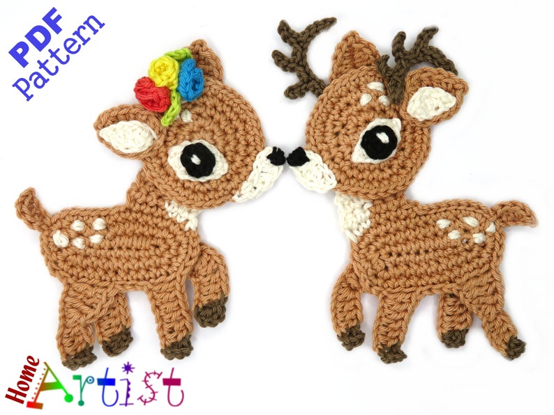 Applikation Crochet Pattern Instant PDF Download Deer Crochet Applique Pattern applique image 2