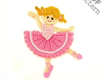 Crochet Pattern Ballet Ballerina 2 Applique Patch US version Instant PDF Download