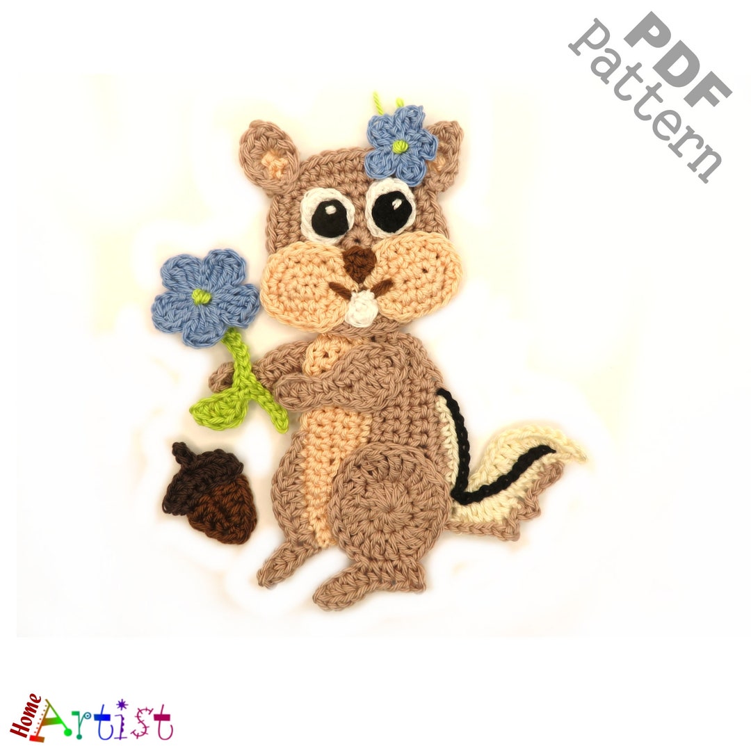 Crochet Pattern Chipmunk Applique US Version Instant PDF Download - Etsy