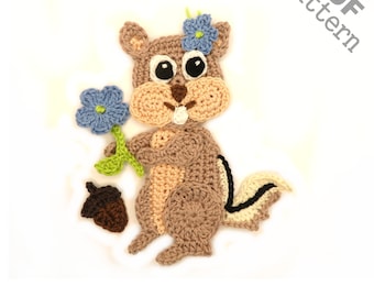 Crochet Pattern Chipmunk Applique US version Instant PDF Download