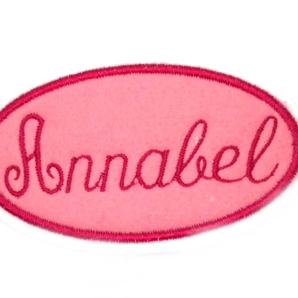 Applikation Wunschname Namensschild gestickt bestickt mit Wunschtext  Felt Applique Name Patch -  free color choice Aufnäher