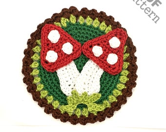 Patrón de crochet para parche de setas con botón, versión estadounidense, descarga instantánea en PDF
