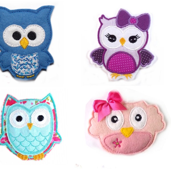 Eule Applikation Owl  Felt Applique Applikation -  free color choice Aufnäher parche patch Aufbügel Bügelbild Kindermode Kleidung Stickerei