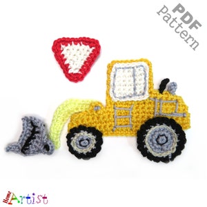 Crochet Pattern Bulldozer Loader Applique Patch US version Instant PDF Download