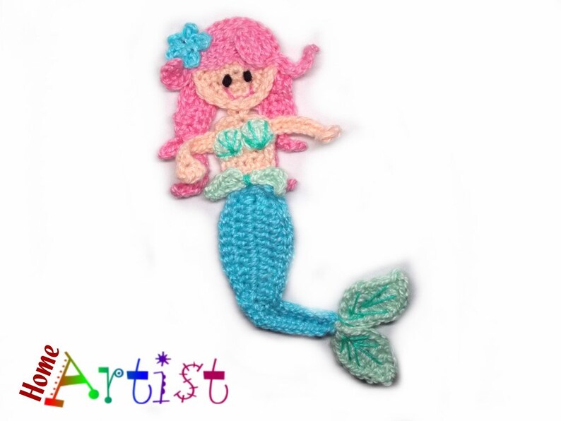 Crochet Applique Mermaid Etsy