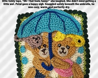 Crochet Bear Applique Pattern: Granny Square Patch Story Teller Blanket 09/12 (PDF Download)