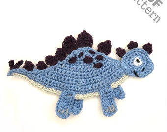 Crochet Pattern - Instant PDF Download - Stegosaurus Dino crochet pattern applique