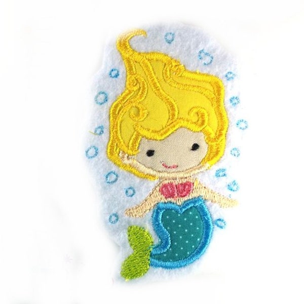 Applikation Mermaid  Felt Applique Applikation -  free color choice Aufnäher parche patch Aufbügel Bügelbild Kindermode Kleidung Stickerei