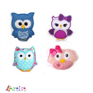 Felt Owl Applique: Embroidered Iron-On Patch