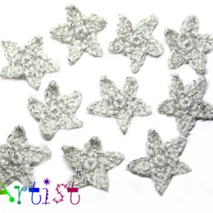 12 crochet stars Silver Crochet Applique Customize with free color choice parche  patch sew-on children&#39;s fashion clothing embroidery