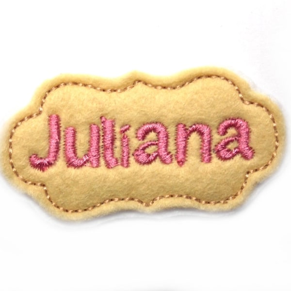 Applikation Wunschname Namensschild gestickt bestickt mit Wunschtext  Felt Applique Name Patch -  free color choice Aufnäher