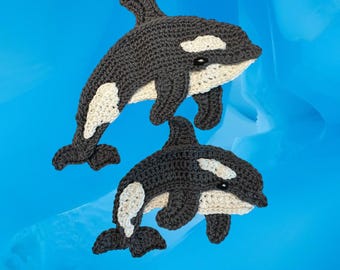 Crochet Orca Whale Applique Pattern Mom & Baby Sea Creature (PDF Download)